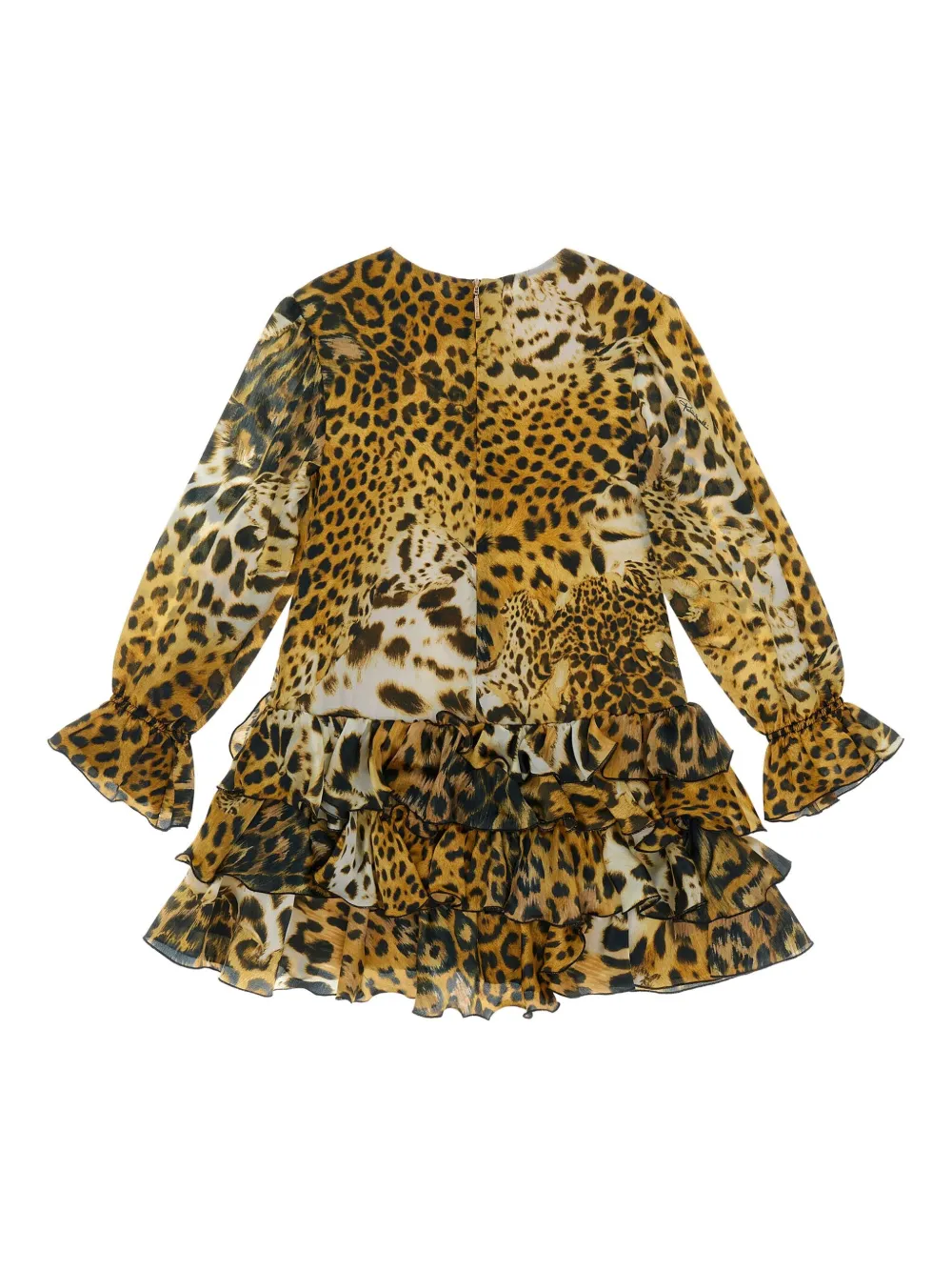 Roberto Cavalli Junior Jurk met luipaardprint en ruches Bruin