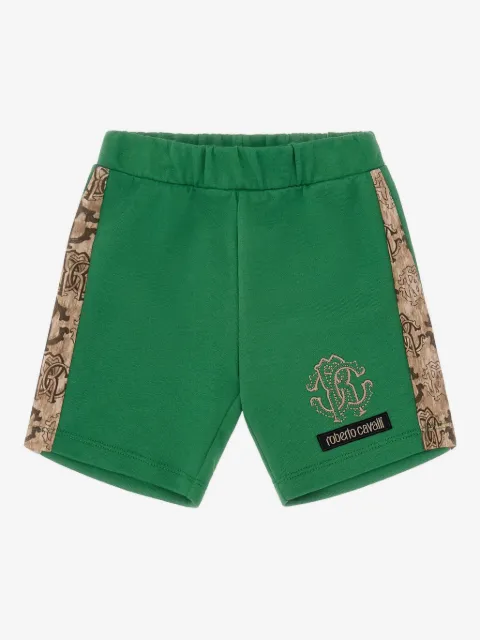 Roberto Cavalli Junior logo side-stripe shorts