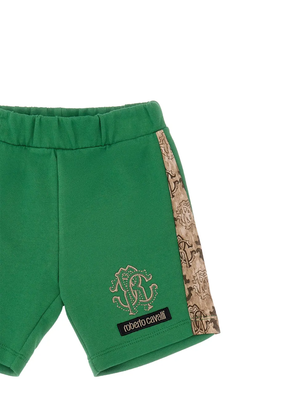  Roberto Cavalli Junior Short à Logo Sur Le Côté - Vert 