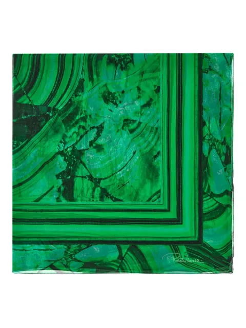 Roberto Cavalli malachite-print silk scarf