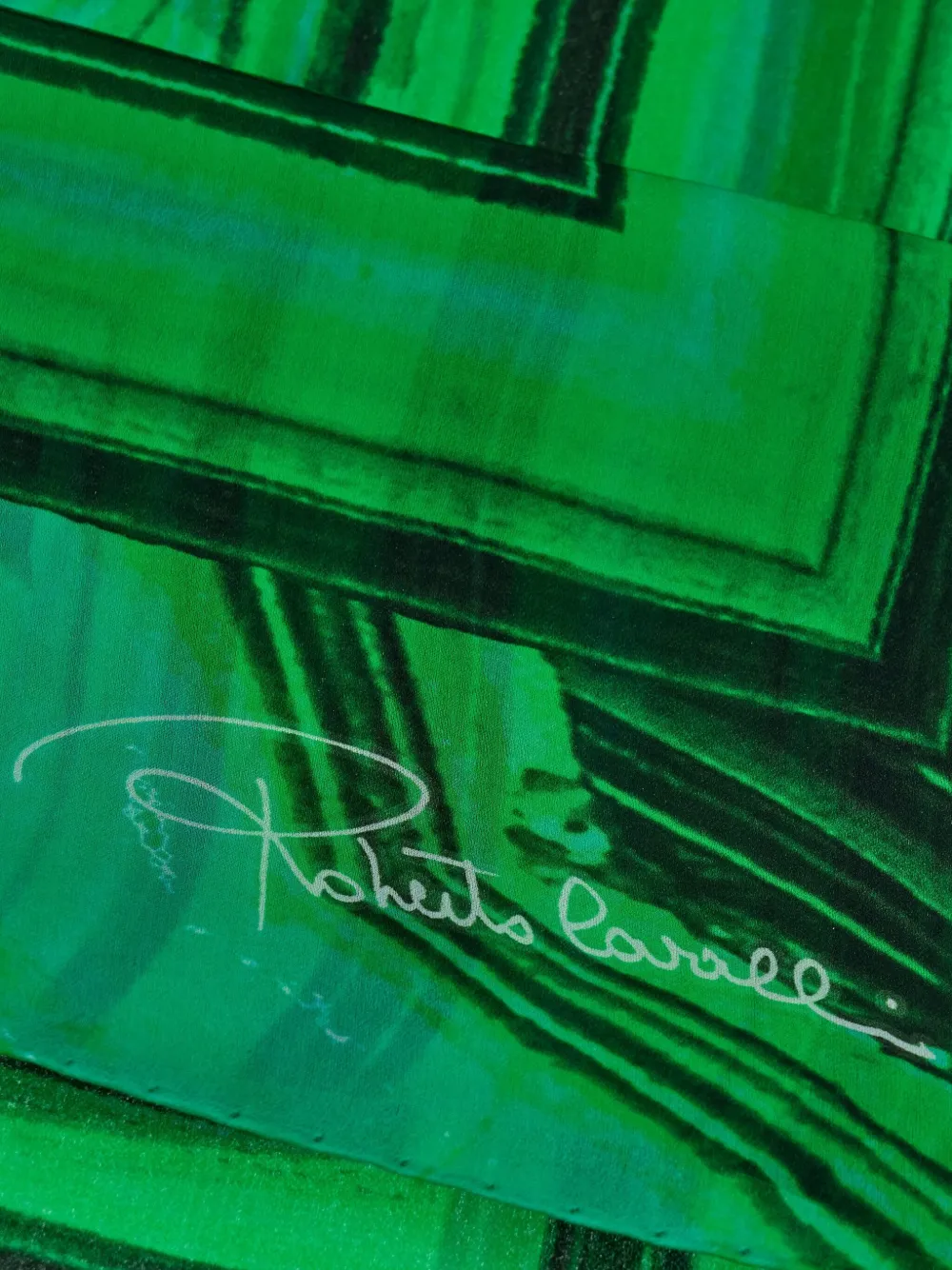 Roberto Cavalli Malachite-print Silk Scarf In Green