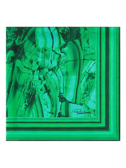 Roberto Cavalli malachite-print silk scarf