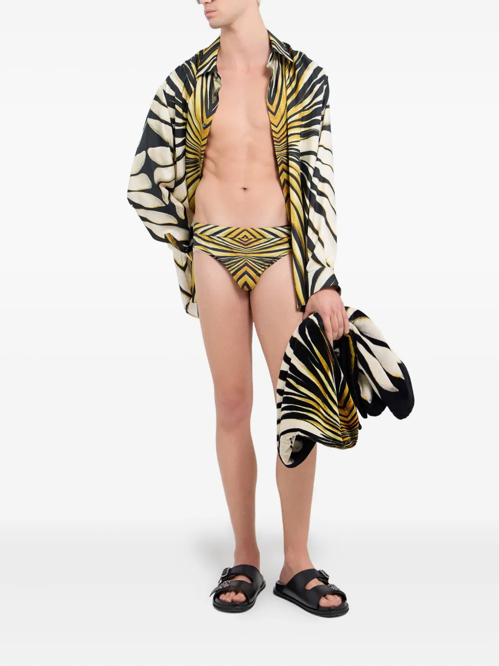 Roberto Cavalli Zwembroek met zeeprint Zwart