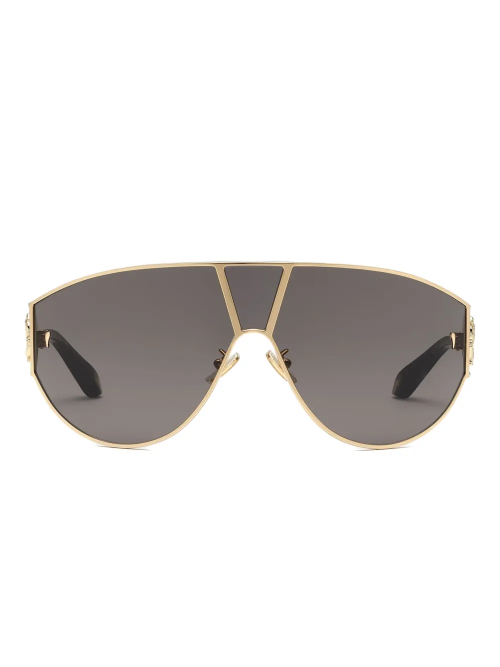 Roberto Cavalli Occhiali da sole a mascherina con placca logo - Oro