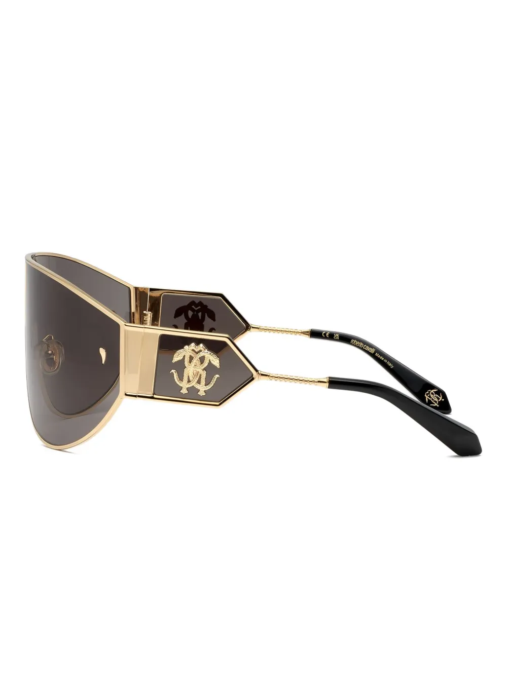 Roberto Cavalli Zonnebril met logoplakkaat Goud