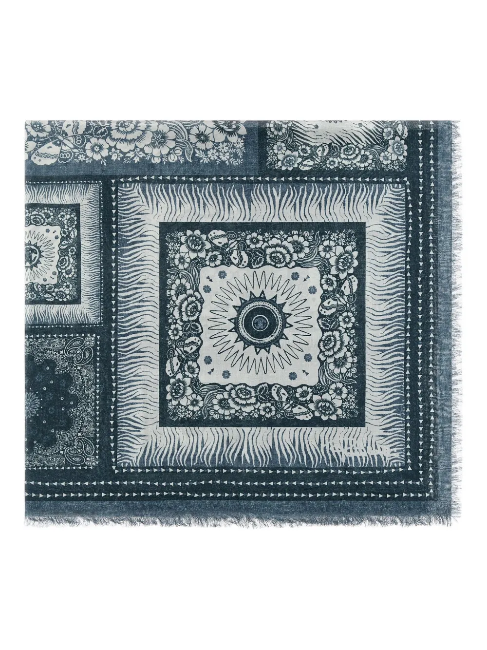 Roberto Cavalli zebra-pattern logo-detail shawl | Blue | Image 1