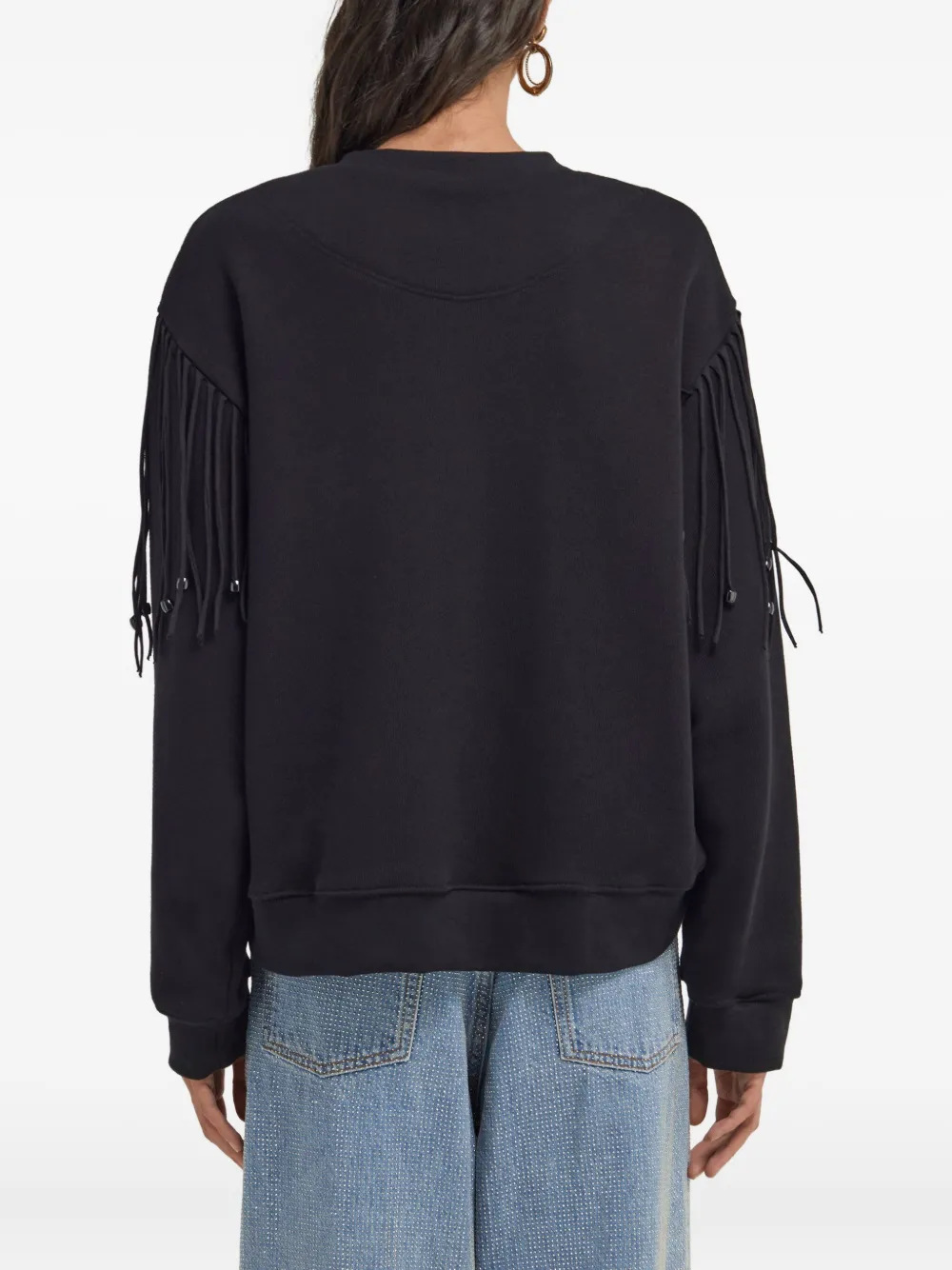 Roberto Cavalli Fringe Sweatshirt In Black
