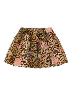 Roberto Cavalli Junior レオパード プリーツスカート | ブラウン