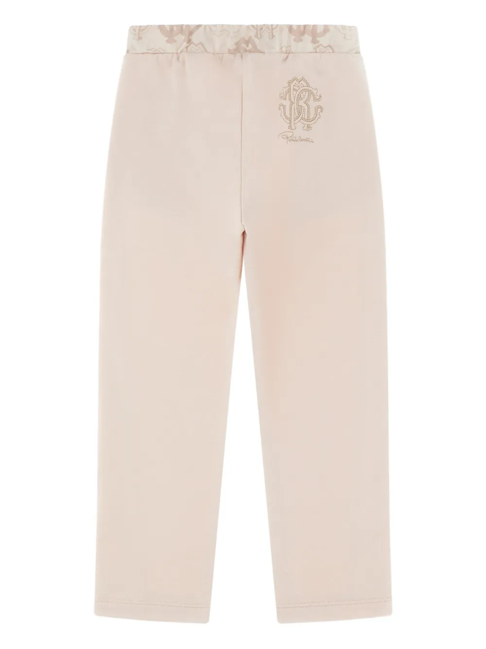 Roberto Cavalli Junior Katoenen trainingsbroek met logoprint Beige