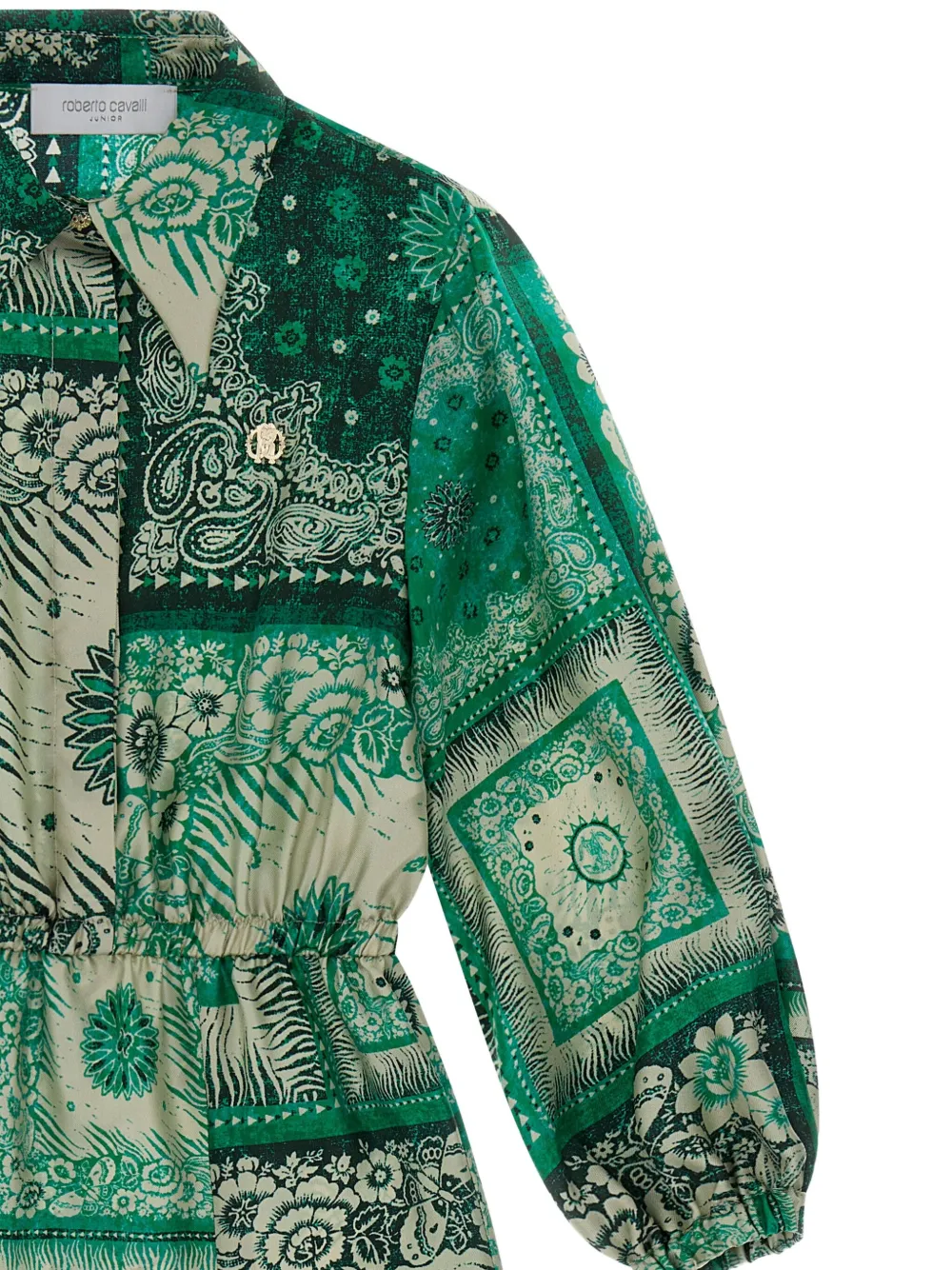 Roberto Cavalli Junior Jurk met bandana-print Groen