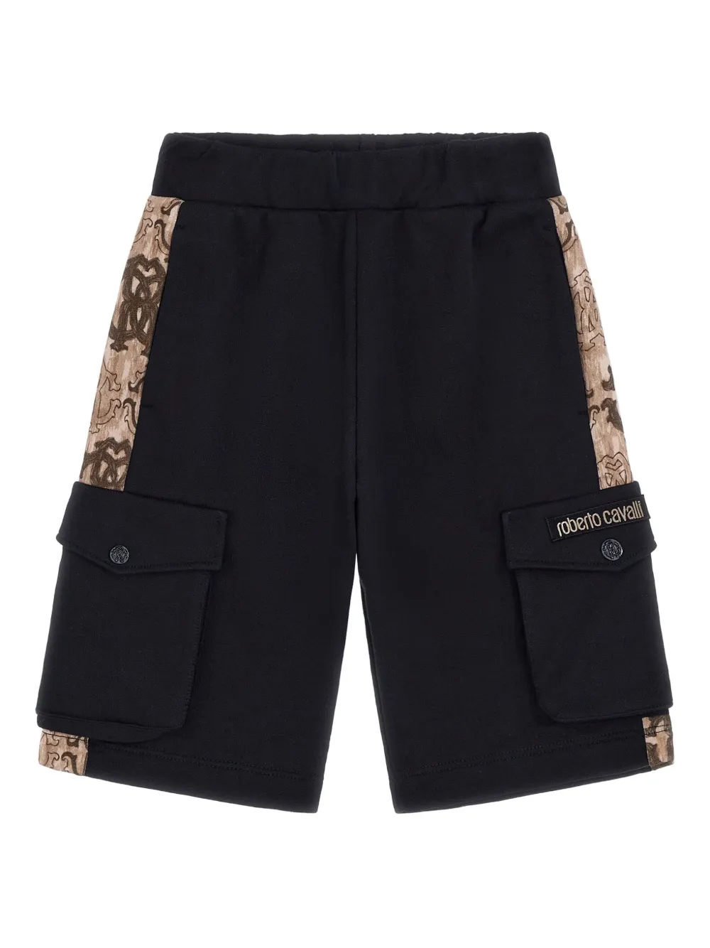 Roberto Cavalli Junior Shorts in cotone con logo - Nero