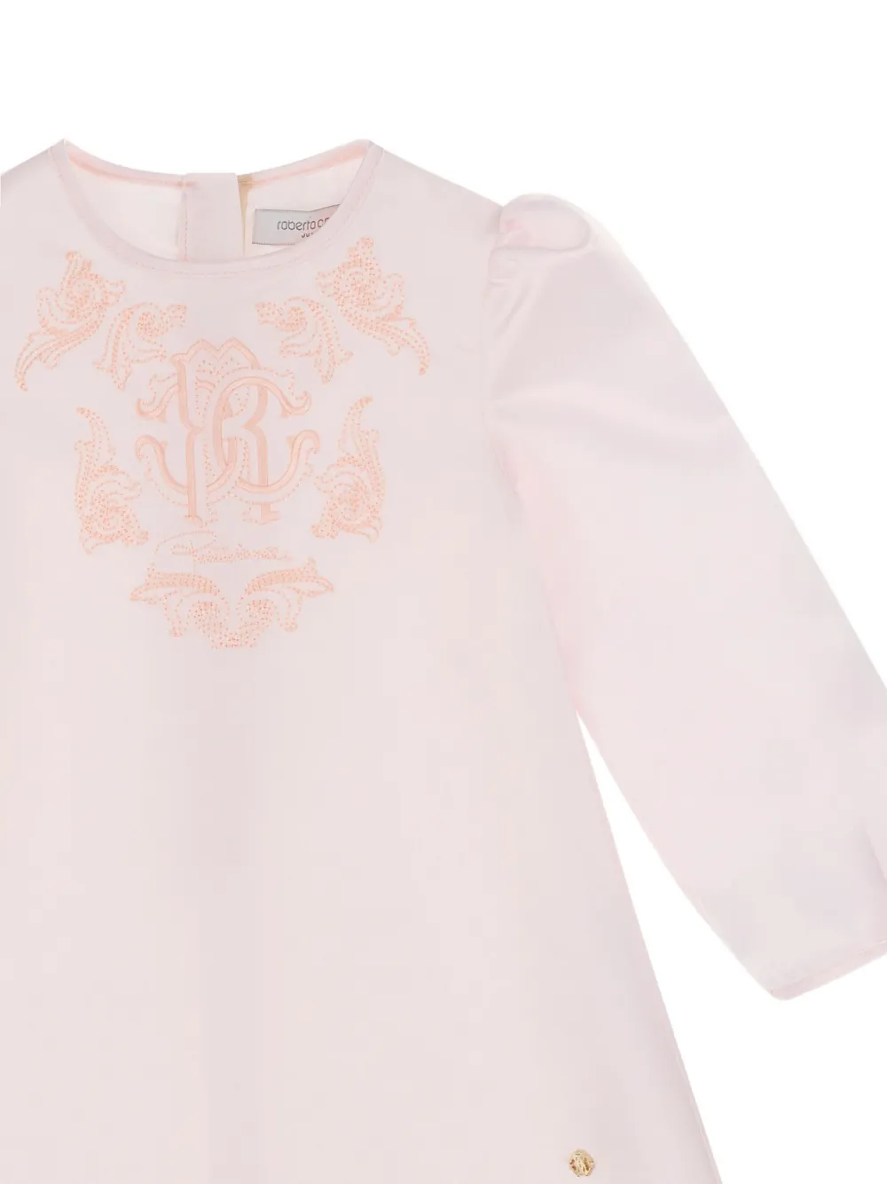 Roberto Cavalli Junior Jurk verfraaid met studs en monogram Roze