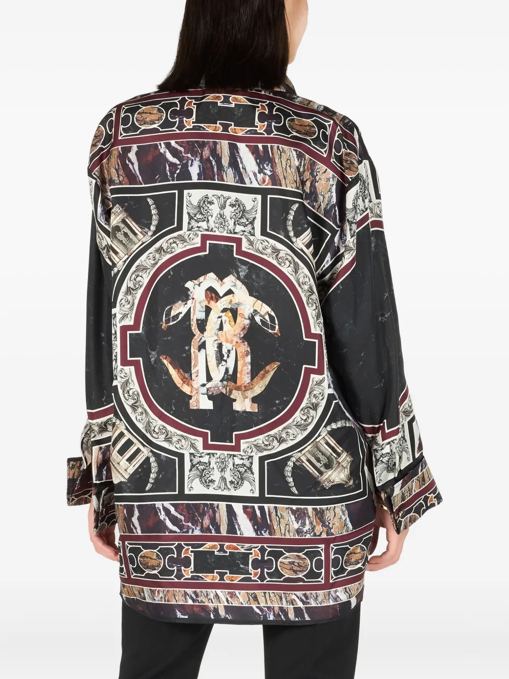 Roberto Cavalli Marble-print Shirt In Multi