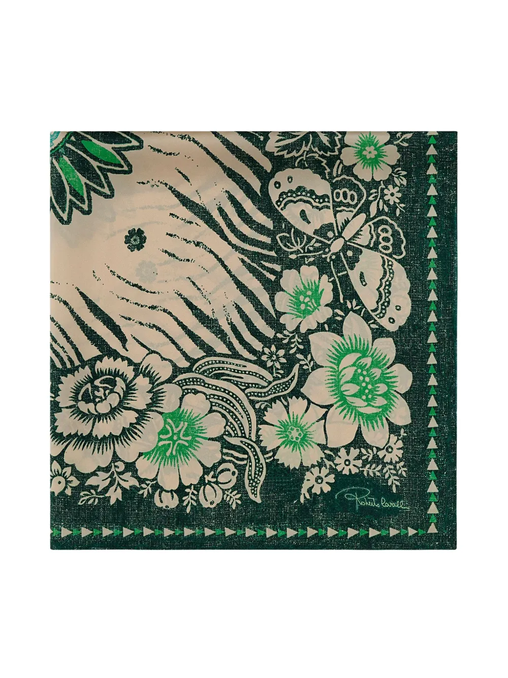 Roberto Cavalli Sjaal met zebraprint en monogram - Groen
