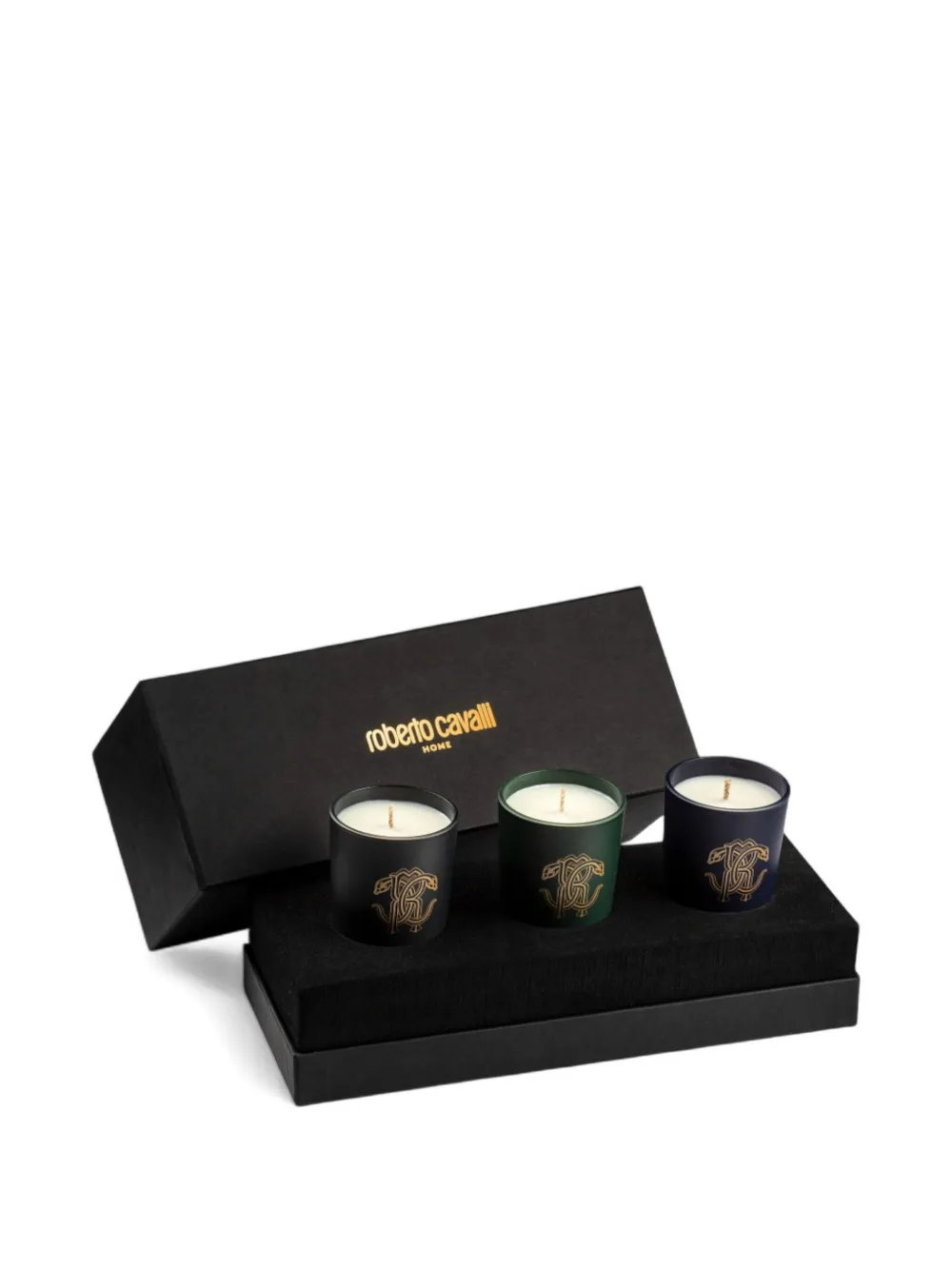 Roberto Cavalli Gold Jungle Scented Candle (set Of Three) In Black