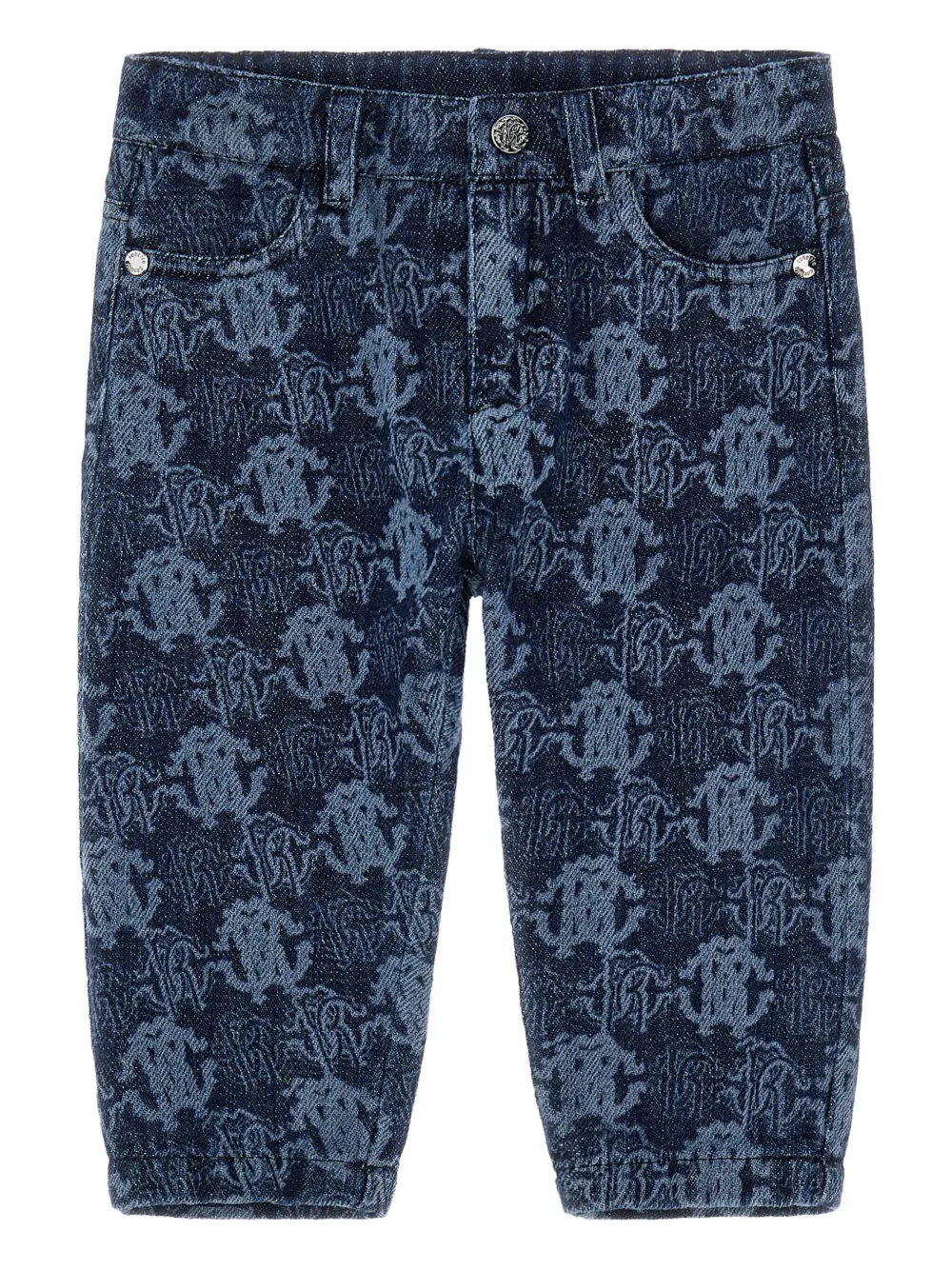Roberto Cavalli Junior Pantaloni denim con logo - Blu