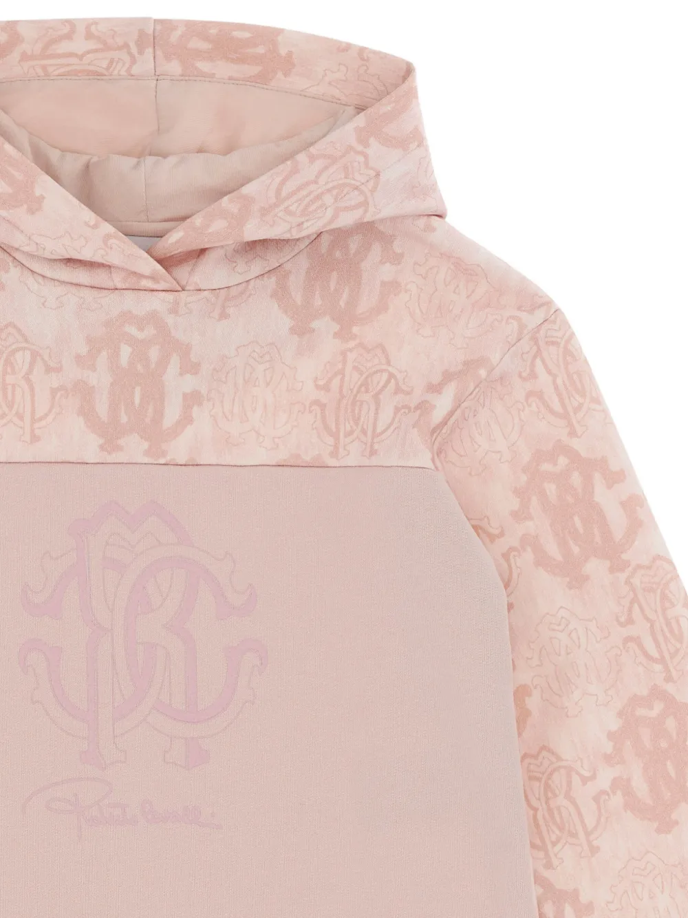 Roberto Cavalli Junior Jurk met capuchon en logodetail Roze