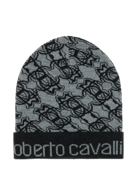 Roberto Cavalli monogram-pattern beanie hat