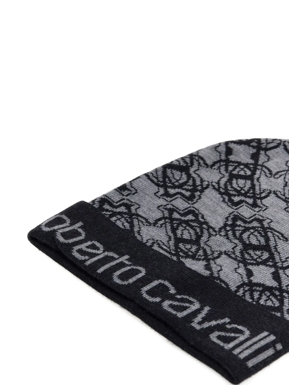 Roberto Cavalli Monogram-pattern Beanie Hat - Grey 