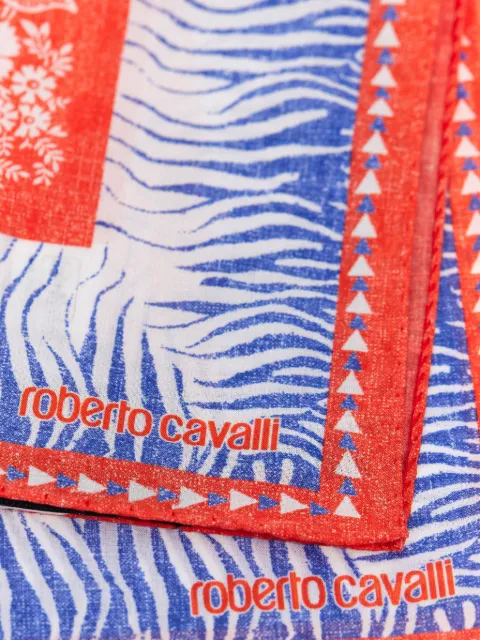 Roberto Cavalli zebra-pattern logo cotton scarf