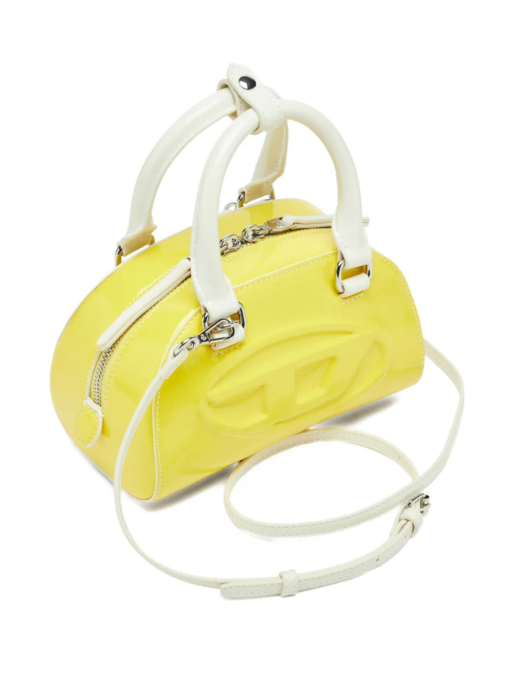 Diesel 1dr Dome Embossed Logo Crossbody Bag In Yellow