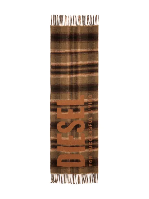 Diesel mascada con motivo de cuadros y flecos