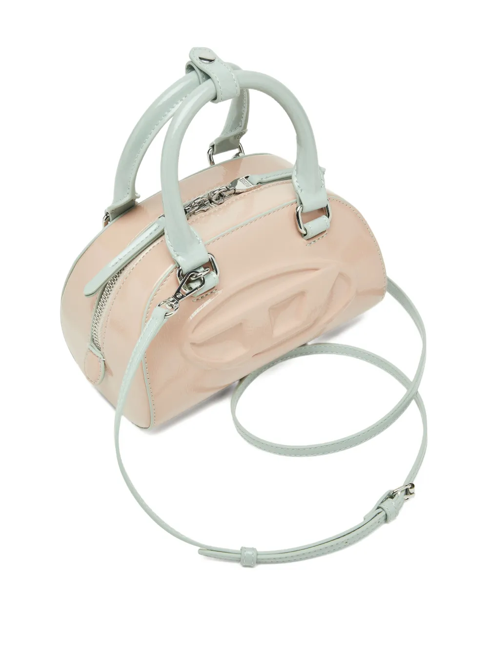 Diesel 1 Dr Dome Embossed Logo Crossbody Bag In Neutral