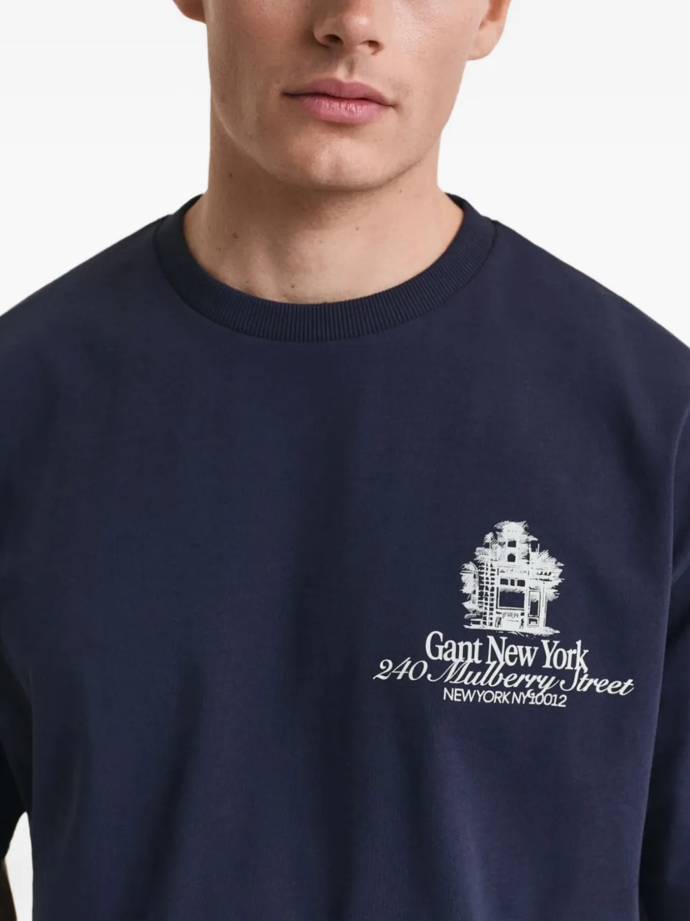 Gant 240 Mulberry Street Graphic-print T-shirt In Blue