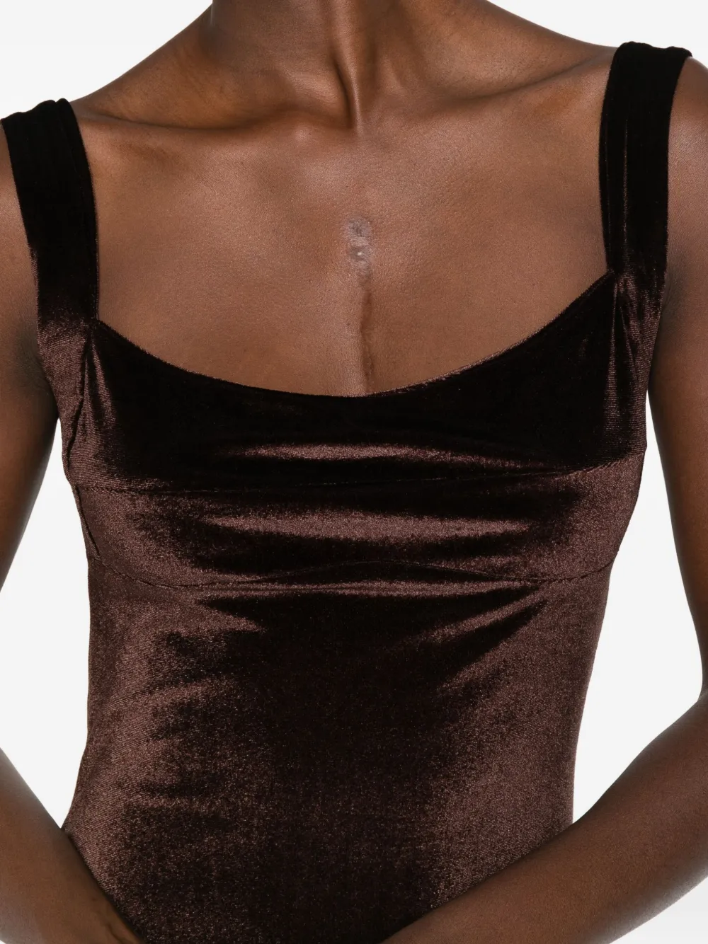 Atu Body Couture Velvet-texture Dress In Brown