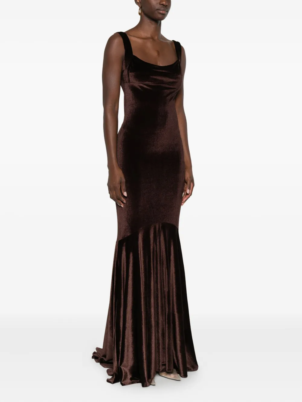 Atu Body Couture Velvet-texture Dress In Brown