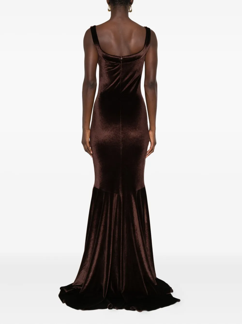 Atu Body Couture Velvet-texture Dress In Brown