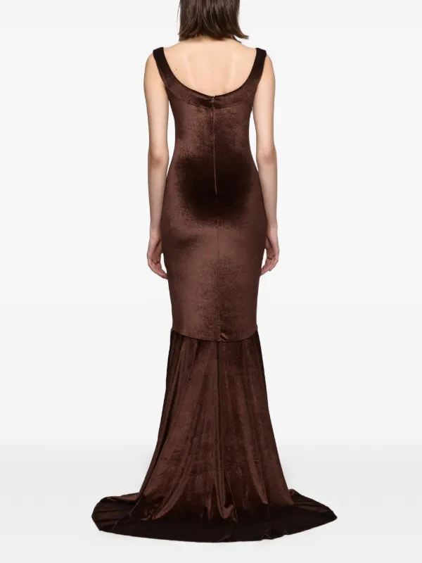 Atu Body Couture velvet-texture Maxi Dress | Brown | FARFETCH JO