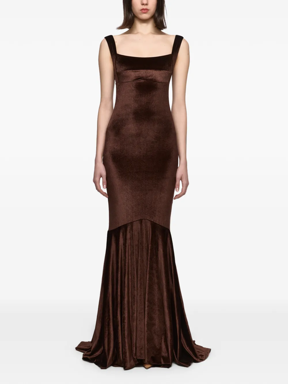 Atu Body Couture velvet-texture dress - Brown
