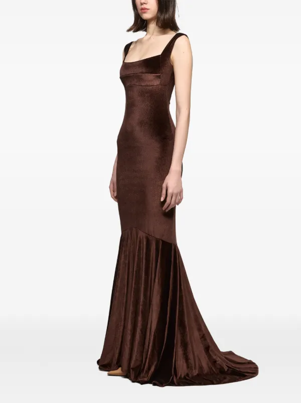brown textured maxi dress Vestido Maxi Con Textura Maylee - Brown Combo