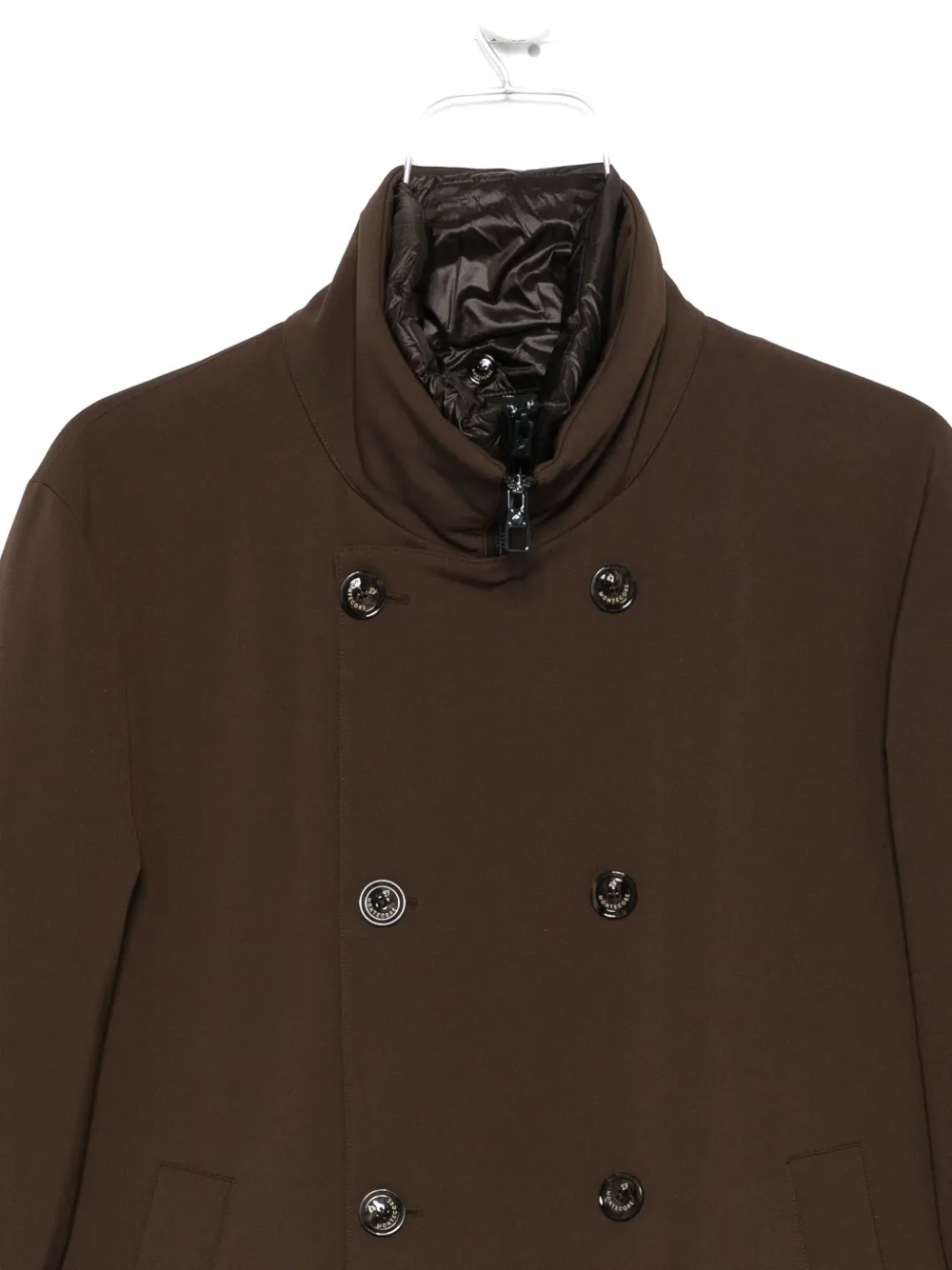 Montecore High-neck Double-breasted Coat In Brown