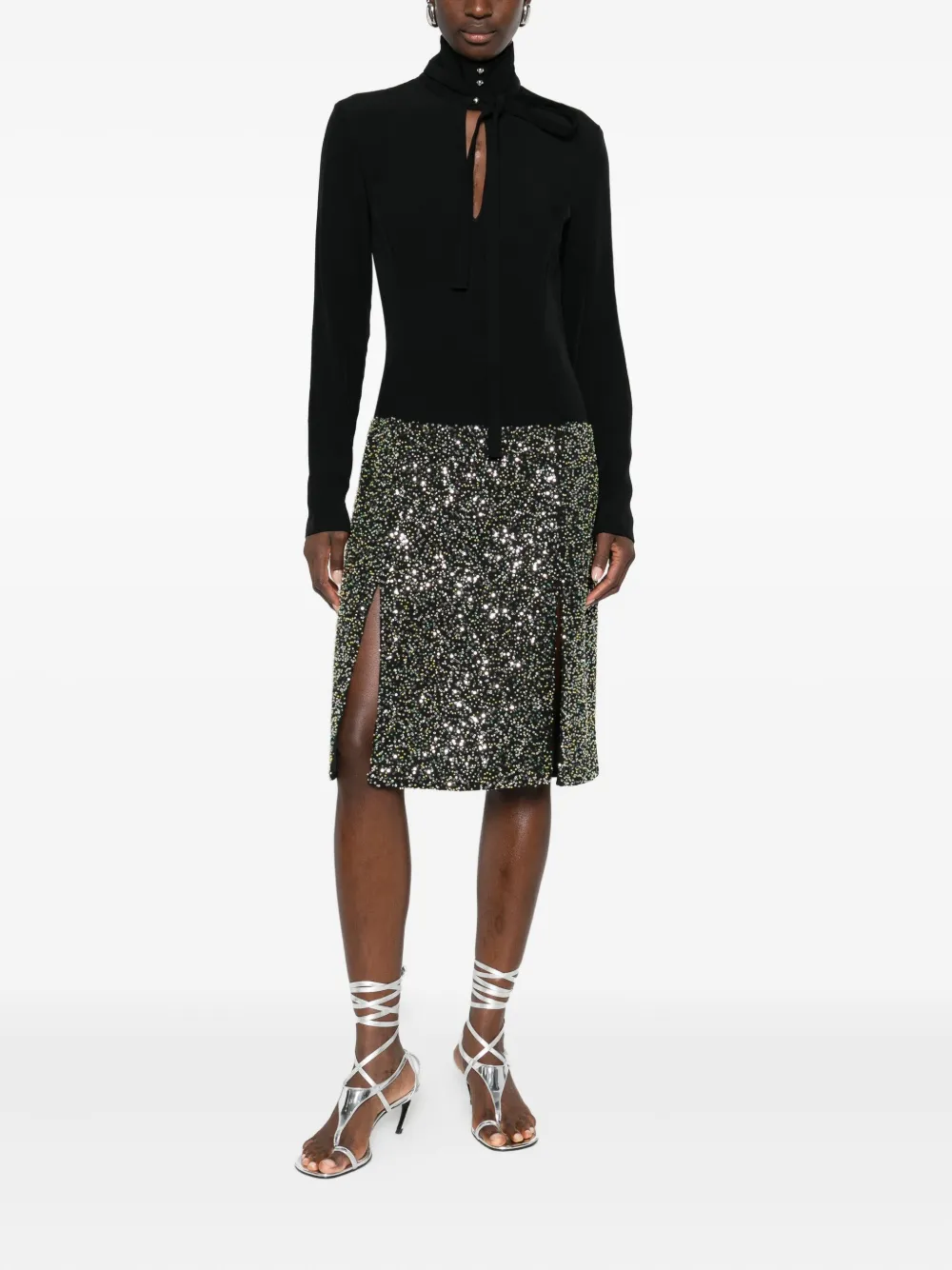 Rabanne embellished self-tie dress - Zwart