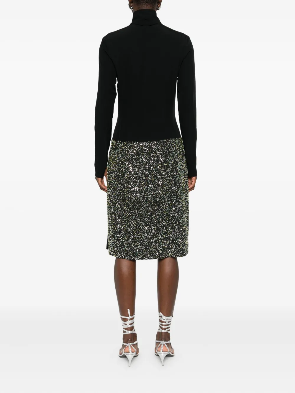 Rabanne Verfraaide jurk met strik Zwart