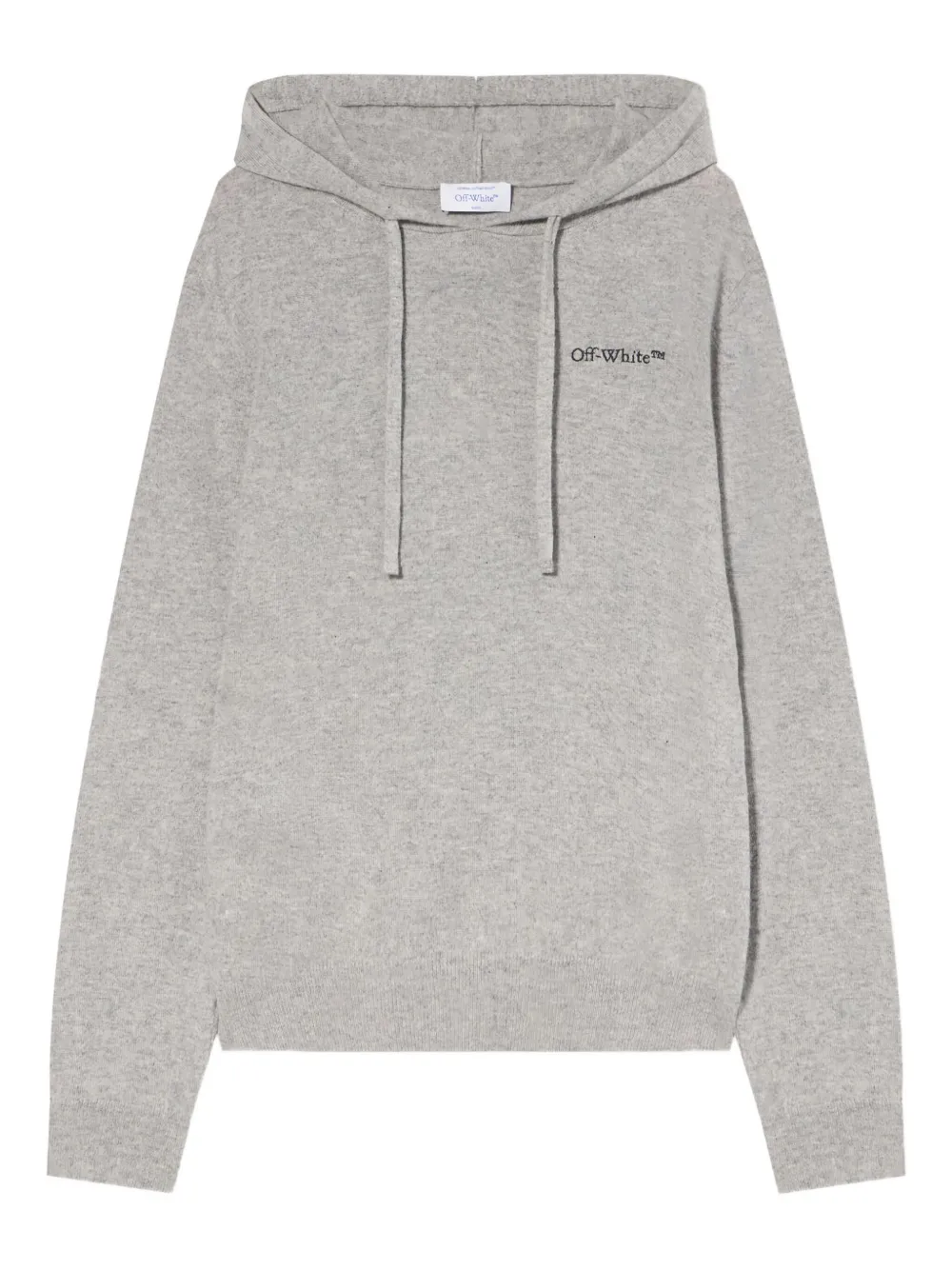 Off-white Quote Knit Hoodie In Gray