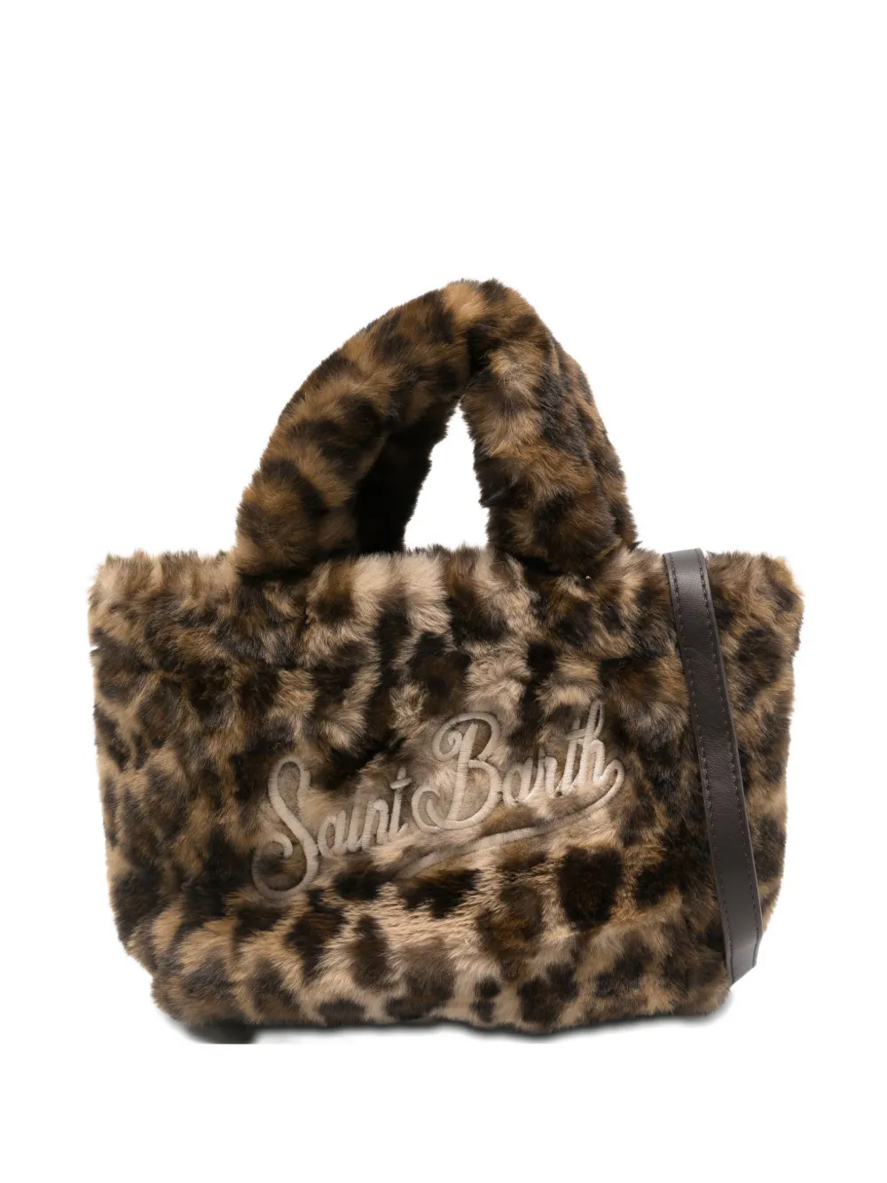 Mc2 Saint Barth Animal-print Embroidered Mini Bag In Brown