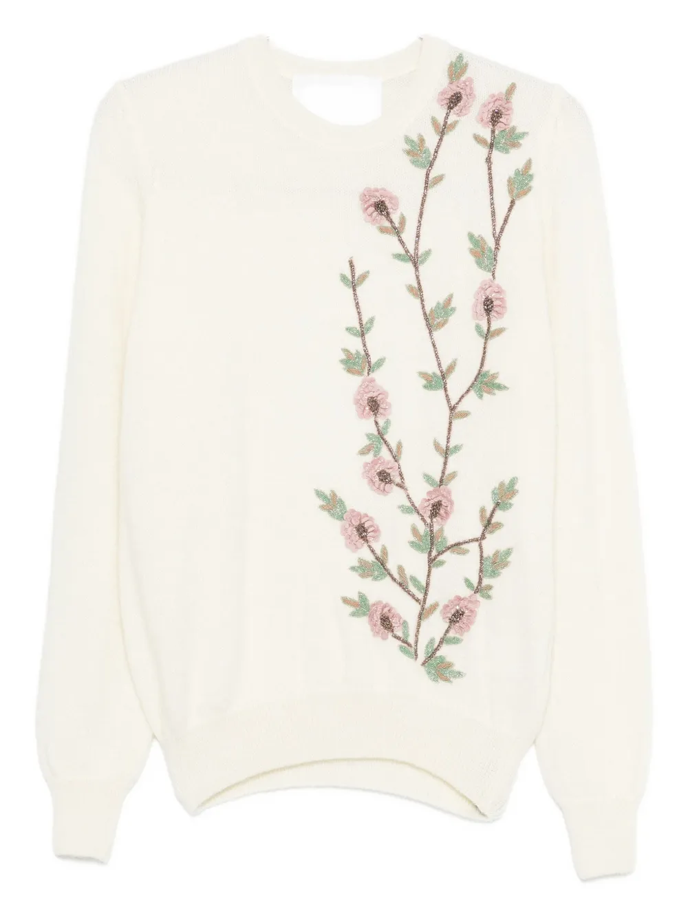 Costarellos Floral-embroidered Sweater In White