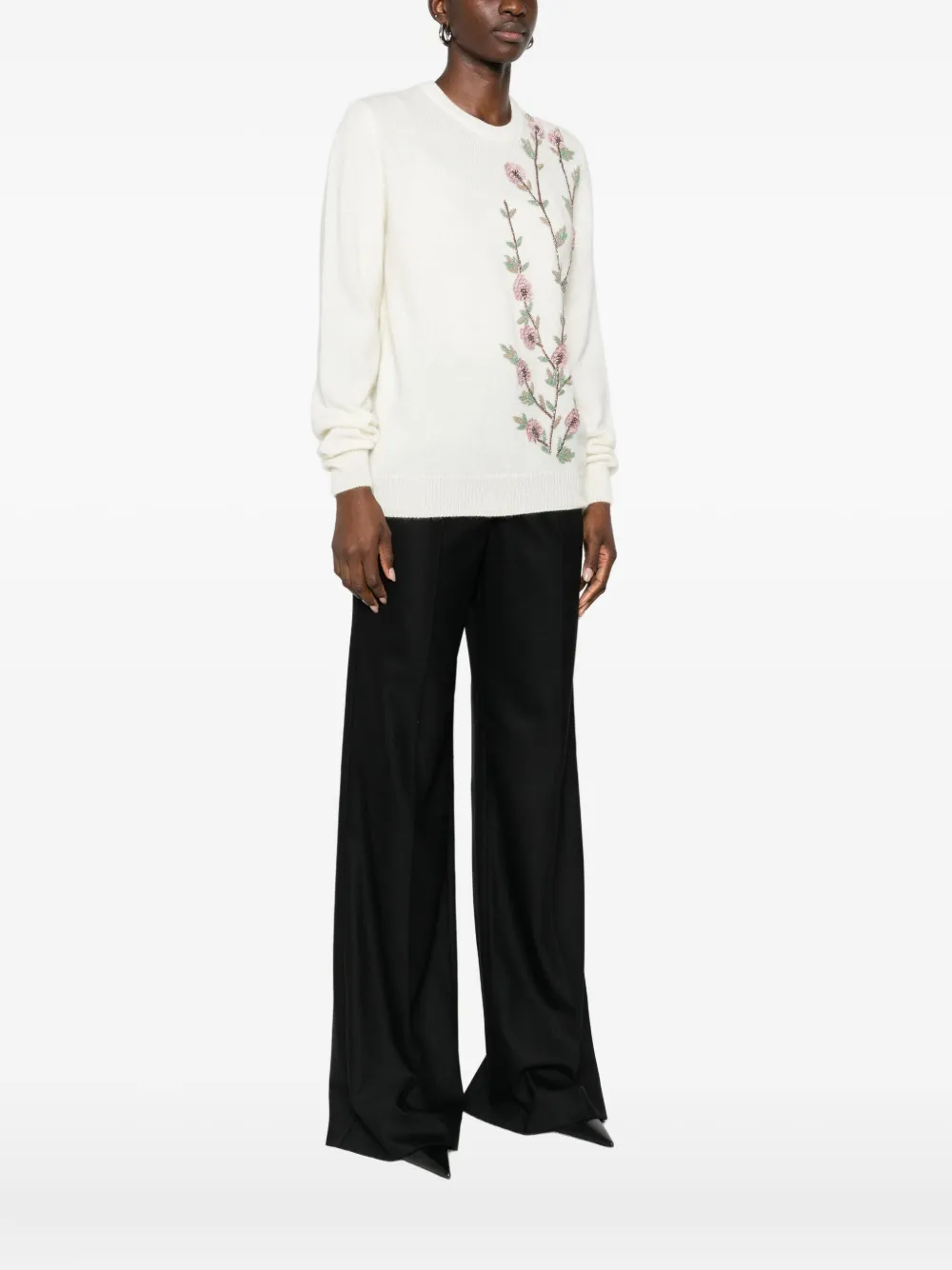 Costarellos Floral-embroidered Sweater In White