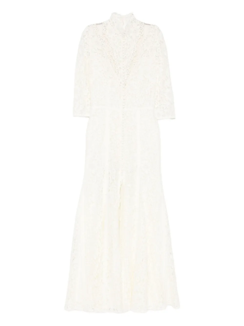 Costarellos High-neck Lace Maxi Dress In White