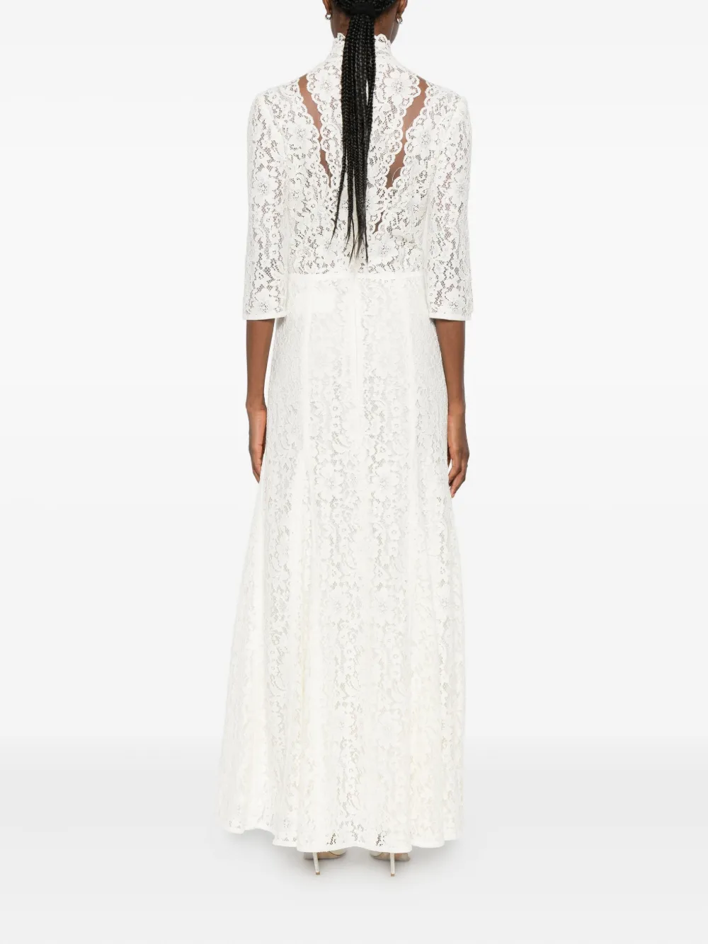 Costarellos High-neck Lace Maxi Dress In White