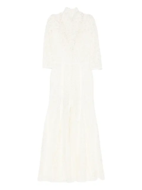 Costarellos vestido largo de encaje con cuello de alto