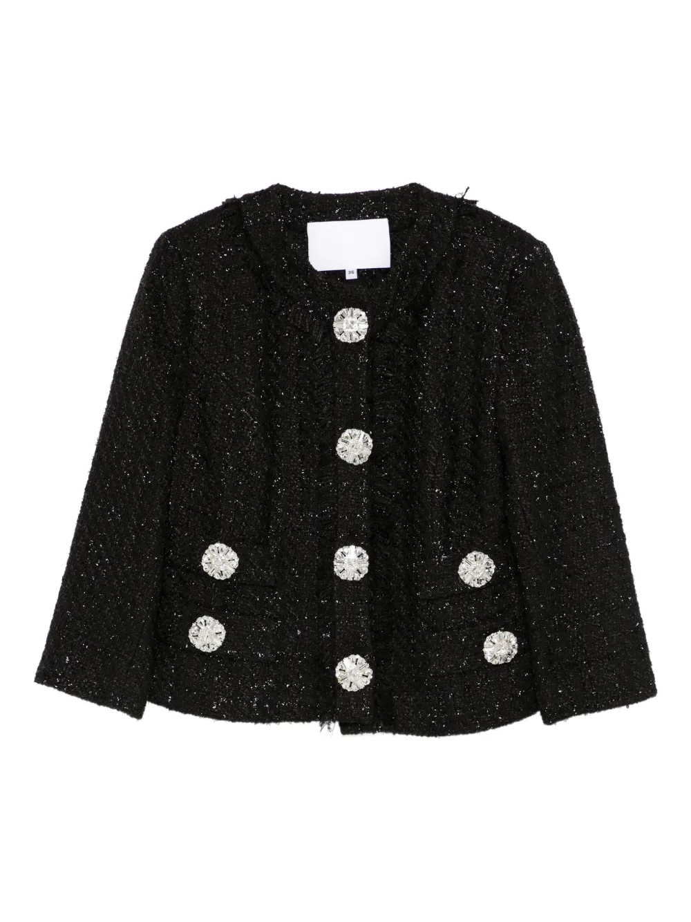 Costarellos Macie cropped tweed jacket | Black | Image 1