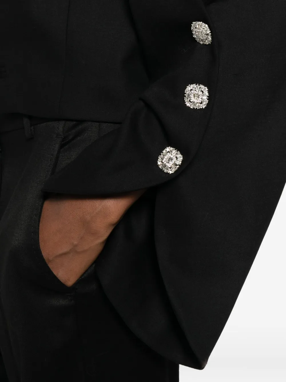 Costarellos Peak-lapel Cropped Blazer In Black