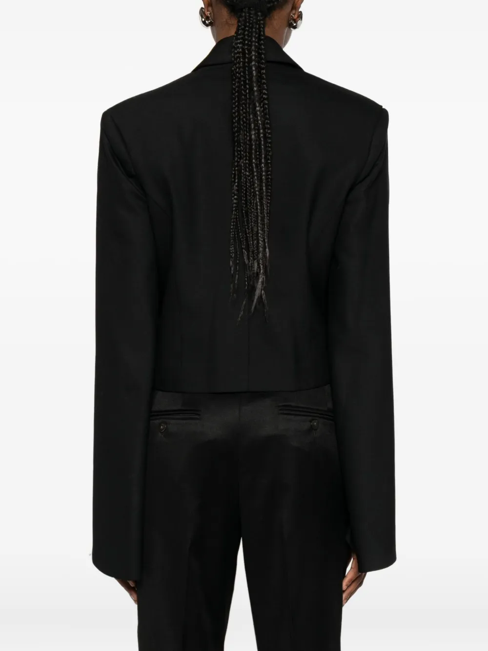 Costarellos Peak-lapel Cropped Blazer In Black