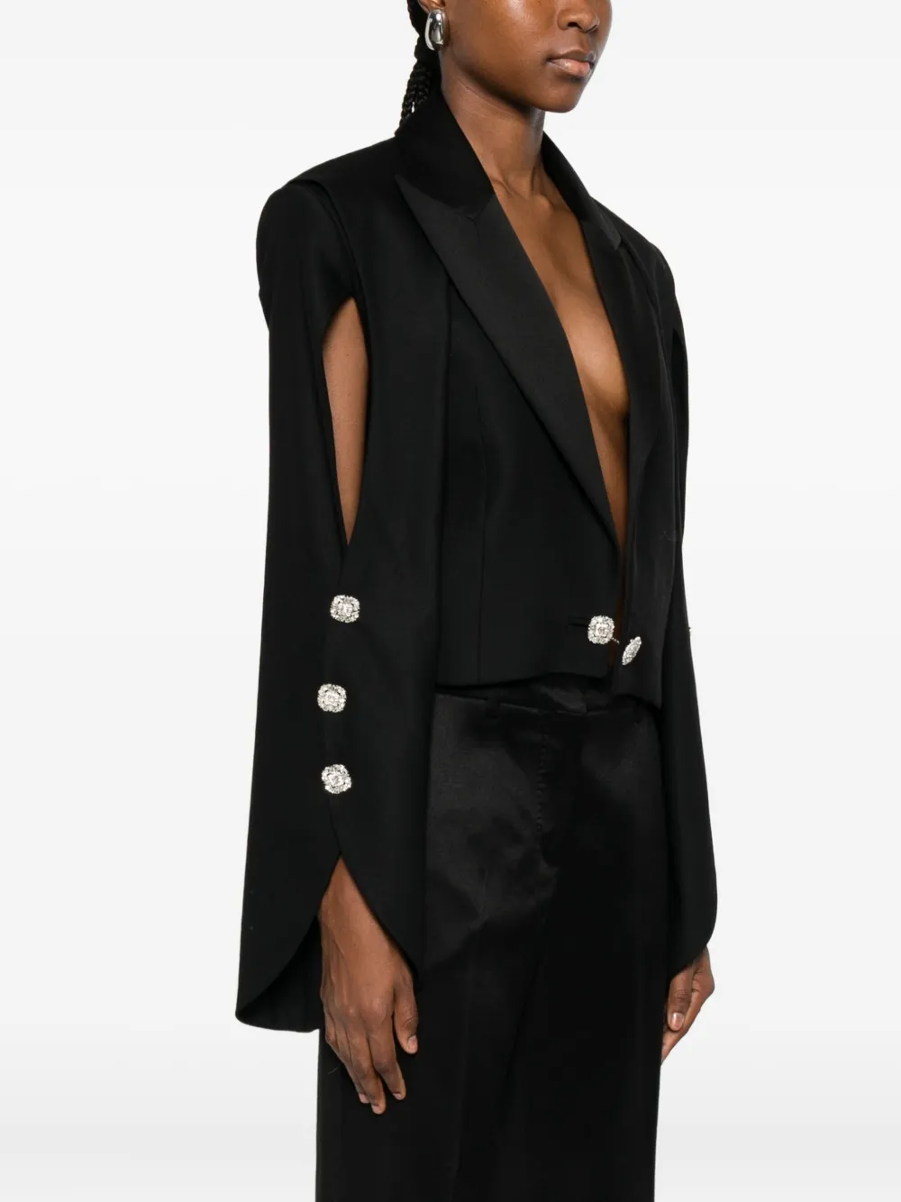 Costarellos Peak-lapel Cropped Blazer In Black