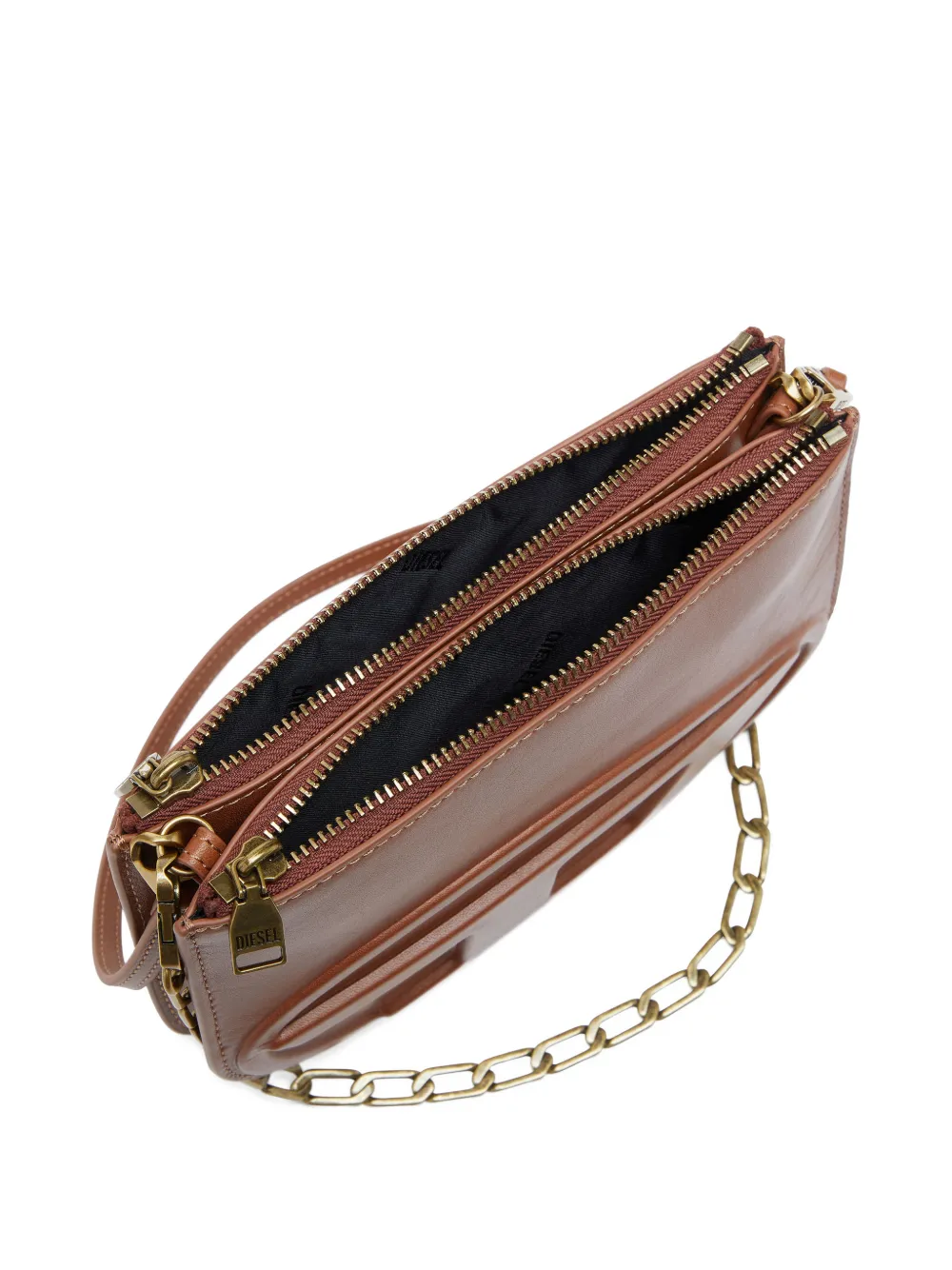 Diesel 1DR Twin Embossed Zipped Shoulder Bag | Brown | FARFETCH