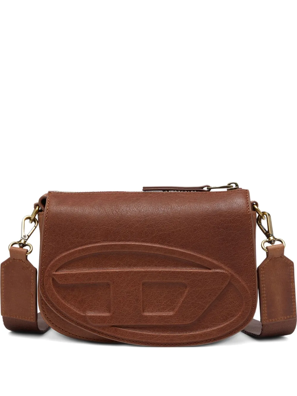 Diesel Borsa a tracolla con logo goffrato - Marrone